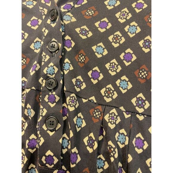 Diane von Furstenberg DVF Black Plum Print Silk Button up Dress size 2 - Picture 5 of 5